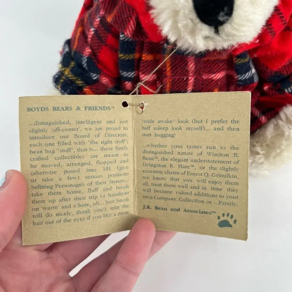 NWT Boyds Bears Bianca T Witebred Red Plaid Pajamas #912076 1998 8”  Holiday Chr